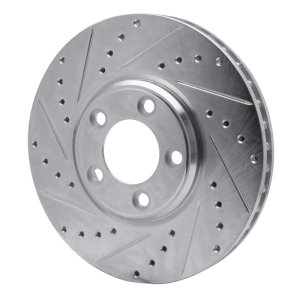 Ford Thunderbird Brake Rotor (1) - Front Left - R1 Concepts - Drilled & Slotted - Silver - `00-`06